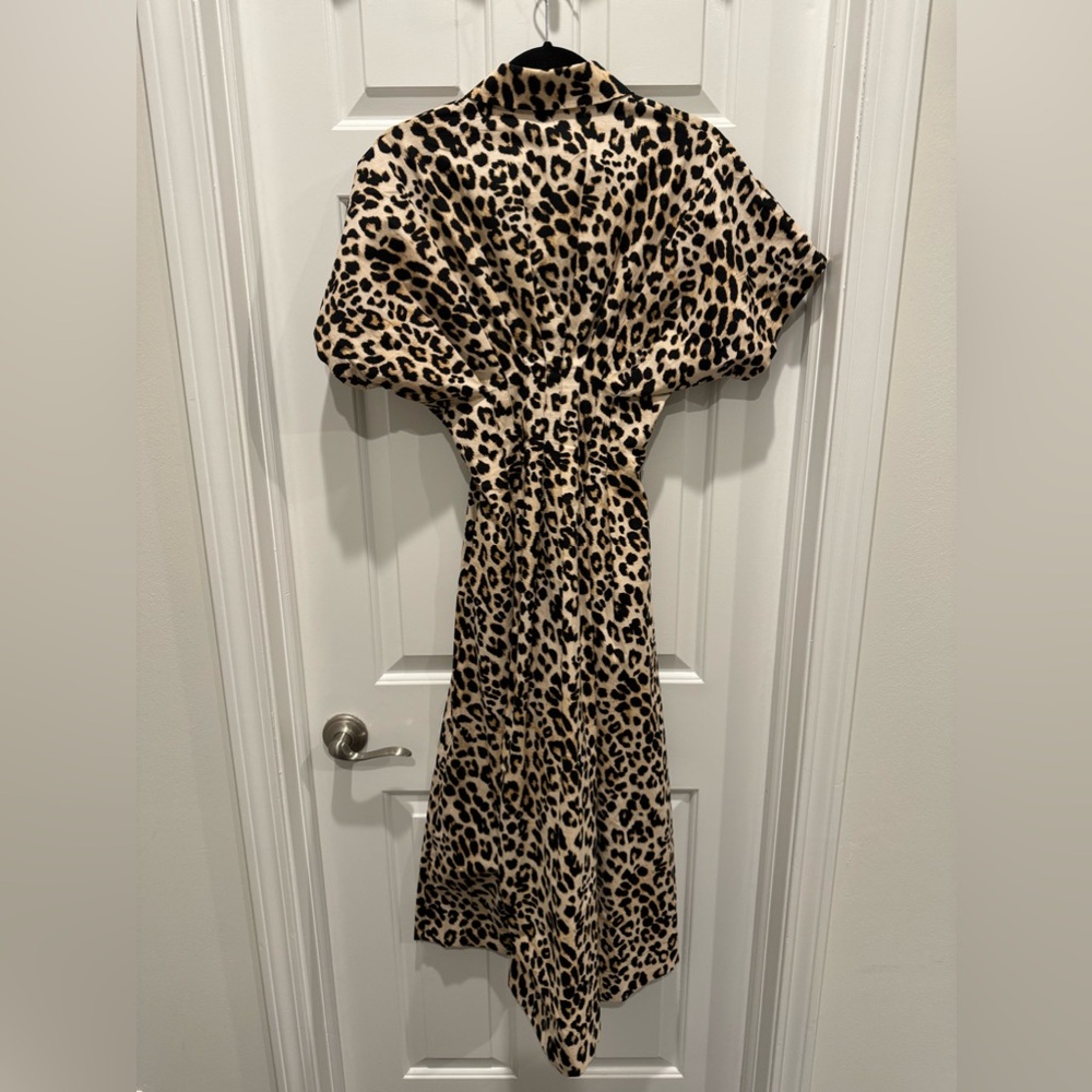 Anthropologie leopard dress Tobie Button-Front Pleated Shirt Dress Exquise xxs - Picture 4 of 9